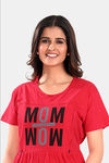 Sweet Moon Maternity Knit Cotton Mid Length Nightdress - Tomato Red — thumbnail 6